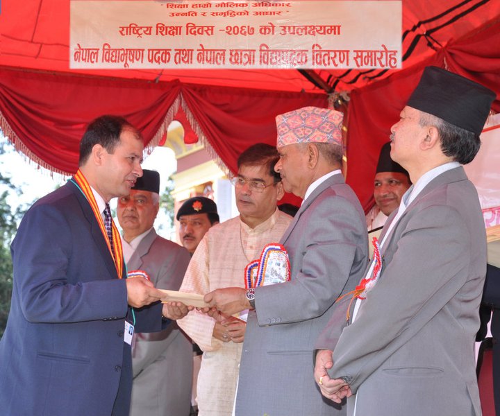 Awarded the prestigious National Medal "Nepal Bidhya Bhushan Kha" by the then President of Nepal, Dr Ram Baran Yadav, for securing the highest marks (CGPA 4/4) and rank in the University of Bangladesh while studying for the Master of Public Health (MPH).